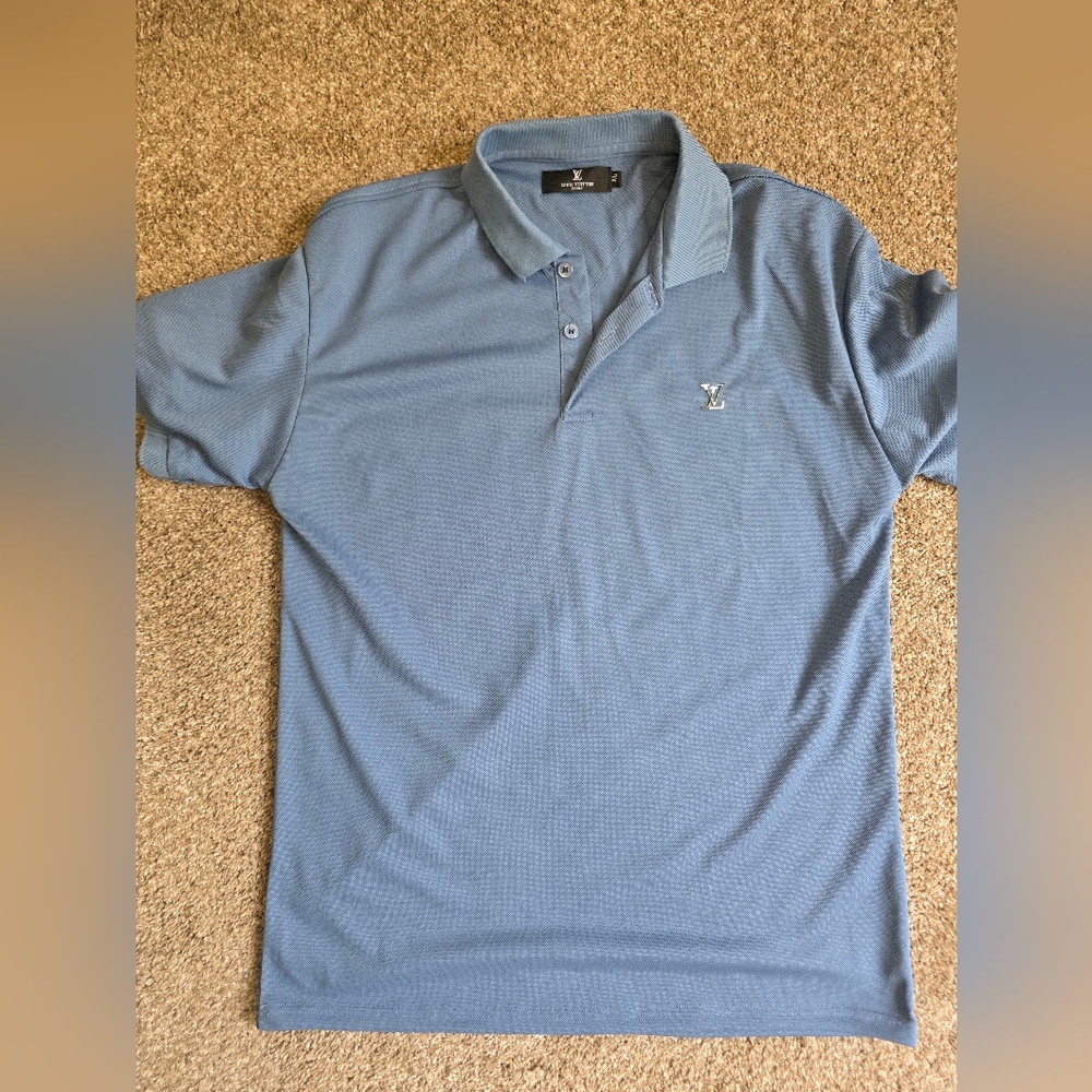 LV Men's Polo Shirt in Slate Blue Size XL